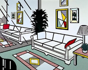 抽象的かつ装飾的 Painting - 鏡張りの壁のあるインテリア 1991 POP Artists